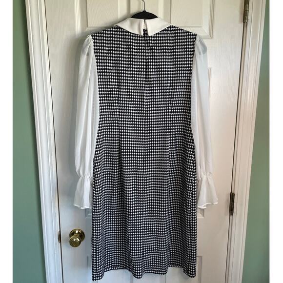 Shelby & Palmer Retro Dress Houndstooth Peter Pan Collar Bishop Sleeves Sz 12 - Picture 3 of 8